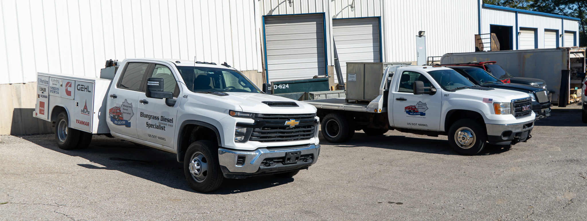 Bluegrass Diesel Specialists service trucks ready for mobile dispatch